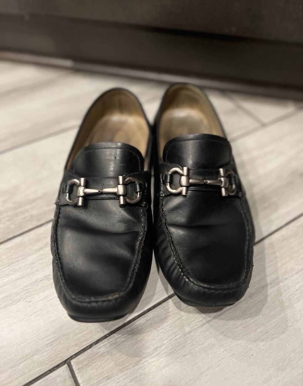 Men's SALVATORE FERRAGAMO Parigi Black Leather dress shoes Loafers Size US 11